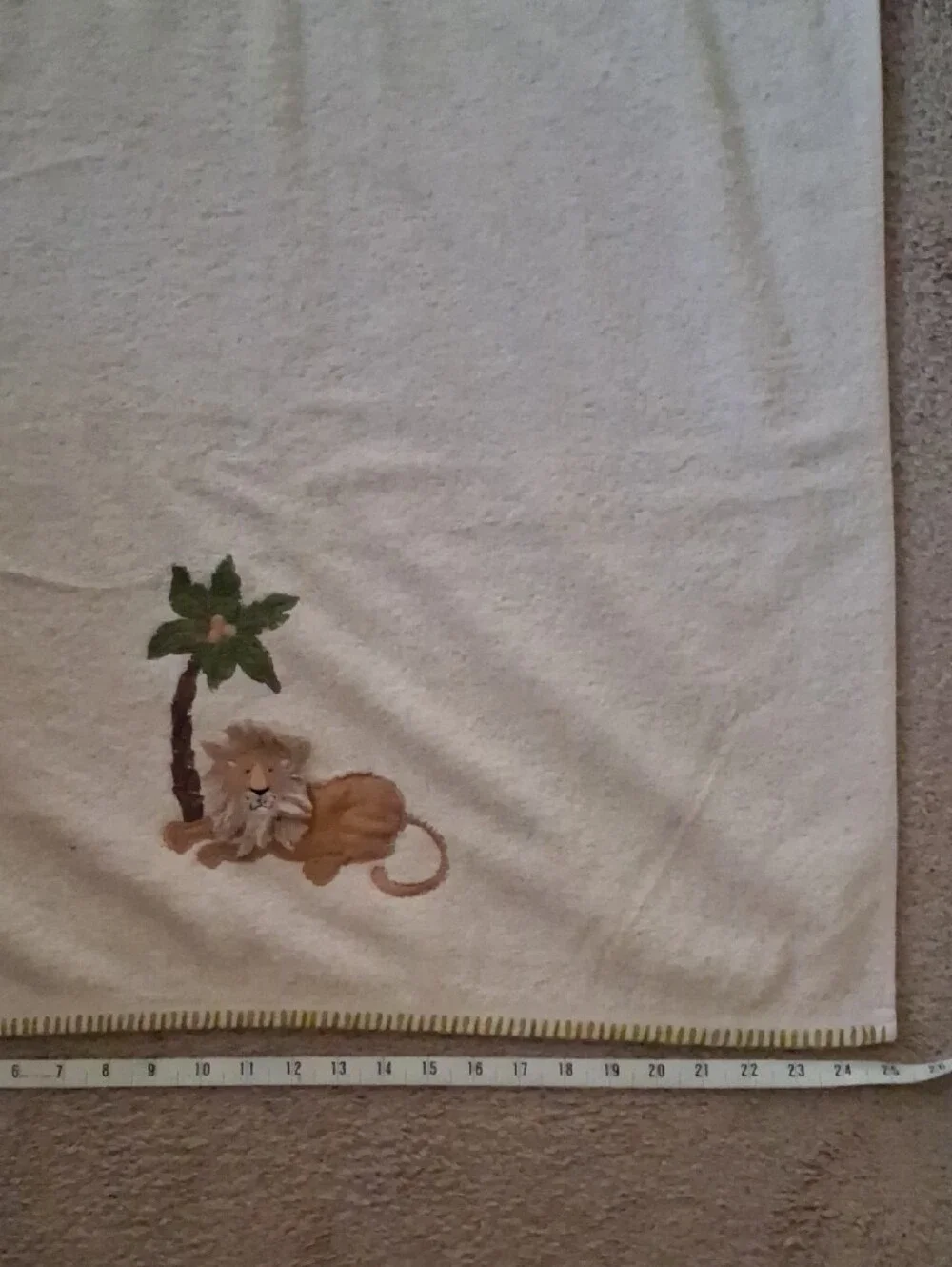 Homegoods Kids Cream Color Towel with Lion & Palm Tree Embroidery on Front